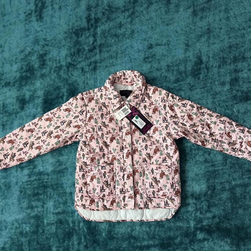 Cowgirl Legend NWT Pink Western Quilted Jacket Boots Cactus Print Youth Large